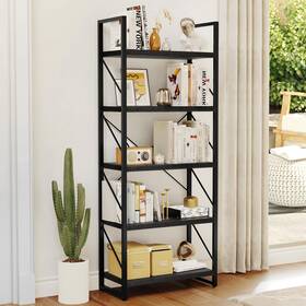 Taus Beysh0001070be 5-tier Industrial Bookshelf Vintage Bookcase Display Rack Ladder Storage Shelf