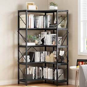 Taus Beysh0008367be 66 Inch 5-tier Large Corner Bookcase Bookshelf Etagere Display Rack Storage Shelves