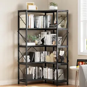Beysh0008367be Taus 66 Inch 5-tier Large Corner Bookcase Bookshelf Etagere Display Rack Storage Shelves