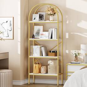 Taus Beysh0008373be Gold Bookshelf Bookcase Open Arched Book Shelf Freestanding Storage Display Rack