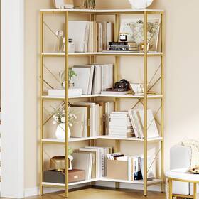 Taus Beysh0009304be L-shaped Corner Storage Shelves Etagere Bookcase Bookshelf Open Display Rack
