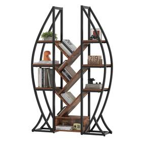 Taus Beyshr3alv 70 Inch Tall Oval Bookshelf 5 Tier Etagere Bookcase Industrial Display Shelves