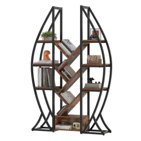 Beyshr3alv Taus 70 Inch Tall Oval Bookshelf 5 Tier Etagere Bookcase Industrial Display Shelves
