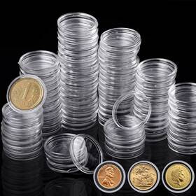 Teamwill 19mmcoin300x 300pcs 19mm Round Coin Case Capsules Clear Plastic Container Holder Storage Box