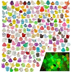 Teenzee 720490844587 210pcs Mini Resin Animals Variety Tiny 0.6 Inches Glow-animals-210p