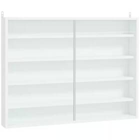 Tileon 726084755321 White 5-tier Display Cabinet Glass Case With 2-doors And Adjustable Sh