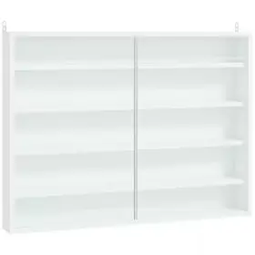 Tileon 726084755321 White 5-tier Display Cabinet Glass Case With 2-doors And Adjustable Sh
