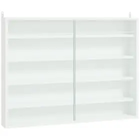Wyhdra648 Tileon White 5-tier Display Cabinet Glass Case With 2-doors And Adjustable