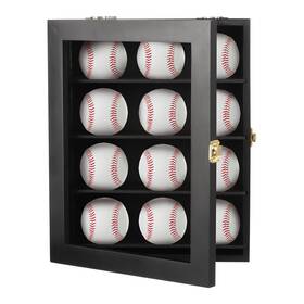 Timcorr Nir11717h72gp367e5hu2 12 Wooden Wall-mounted Baseball Display Case Cabinet With Shelf Holder For H