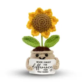Sc002 Tiny Detalles Valentines Mini Crochet Sunflower Cute Cheer Up Gifts Yellow
