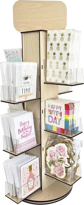 98-co30-wyon Torched 3-tiered Wooden Rotating Display Stand 4-sided Space Showcase Pocket 98-co30-wyon Torched 3-tiered Wooden Rotating Display Stand 4-sided Space Showcase Pocket