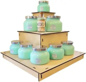 V8-z875-r34v Torched 3-tier Display Stand Versatile Wooden Rack For Bottle Soap Jewelry