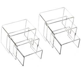 Tougs 778695300520 Clear Acrylic Display Risers 2 Sets Of 3 Showcase Shelf For Figures Buffets