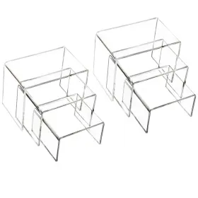 Tougs00004 Tougs 778695300520 Clear Acrylic Display Risers 2 Sets Of 3 Showcase Shelf For Figures Buffets