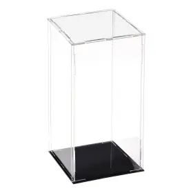 21041000 Uxcell Acrylic Clear Display Case Box 3.9x3.9x9.8 Inch With Black Base