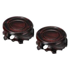 Uxcell 632702867942 2pcs Wooden Stand Holders Displays Base 50mm Diameter Black For Vase Bonsai