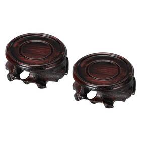 Uxcell 743151066258 Pack Of 2 Wooden Stand Holders Displays Base 50mm Diameter Black For Vase Bonsai