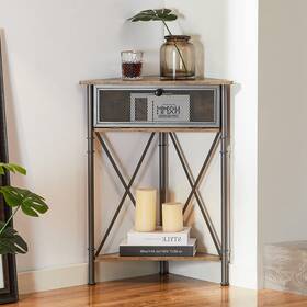 Vecelo Khd-xf-cs02-gry-bc11 Cabinet/table 3-tier Display Shelves With Protection Door Metal Fram