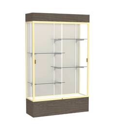 Waddell 014935707712 Reliant 48 Inch W X 80 H 16 D Lighted Floor Case Plaque Back Champagne