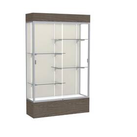 Waddell 014935707934 Reliant 48 Inch W X 80 H 16 D Lighted Floor Case Plaque Back Satin Finish