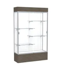 Waddell 014935708153 Reliant 48 Inch W X 80 H 16 D Lighted Floor Case White Back Satin Finish