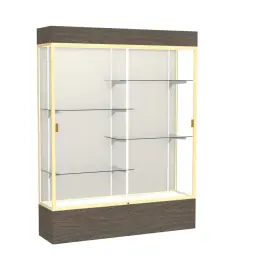 Waddell 014935708474 Reliant 60 Inch W X 80 H 16 D Lighted Floor Case Plaque Back Champagne