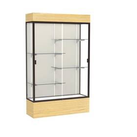 Waddell 2174pb-bz-lv Reliant 48 Inch W X 80 H 16 D Lighted Floor Case Plaque Back Dk. Bronze