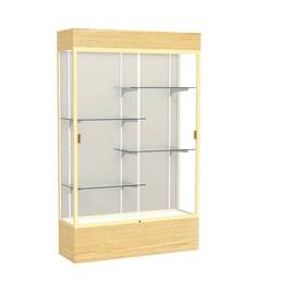 Waddell 2174pb-gd-lv Reliant 48 Inch W X 80 H 16 D Lighted Floor Case Plaque Back Champagne