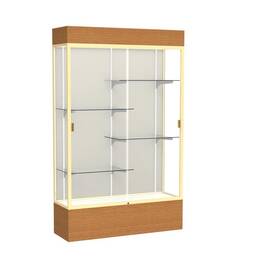Waddell 2174pb-gd-mk Reliant 48 Inch W X 80 H 16 D Lighted Floor Case Plaque Back Champagne