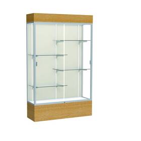 Waddell 2174pb-sn-ak Reliant 48 Inch W X 80 H 16 D Lighted Floor Case Plaque Back Satin Finish