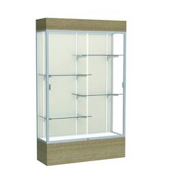 Waddell 2174pb-sn-dk Reliant 48 Inch W X 80 H 16 D Lighted Floor Case Plaque Back Satin Finish