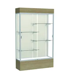 2174pb-sn-dk Waddell Reliant 48 Inch W X 80 H 16 D Lighted Floor Case Plaque Back Satin Finish