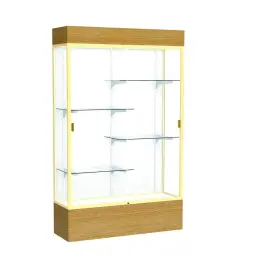 2174wb-gd-ak Waddell Reliant 48 Inch W X 80 H 16 D Lighted Floor Case White Back Champagne
