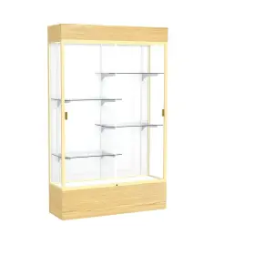 2174wb-gd-lv Waddell Reliant 48 Inch W X 80 H 16 D Lighted Floor Case White Back Champagne