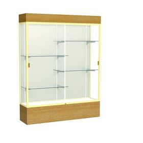 Waddell 2175pb-gd-ak Reliant 60 Inch W X 80 H 16 D Lighted Floor Case Plaque Back Champagne