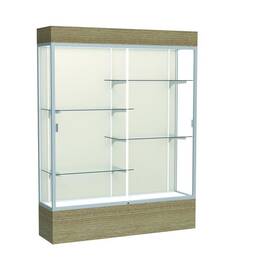 Waddell 2175pb-sn-dk Reliant 60 Inch W X 80 H 16 D Lighted Floor Case Plaque Back Satin Finish
