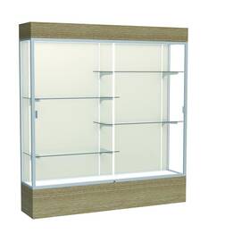 Waddell 2176pb-sn-dk Reliant 72 Inch W X 80 H 16 D Lighted Floor Case Plaque Back Satin Finish
