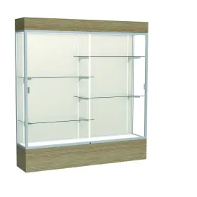 2176pb-sn-dk Waddell Reliant 72 Inch W X 80 H 16 D Lighted Floor Case Plaque Back Satin Finish