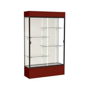 3174pb-bz-mn Waddell Spirit 48 Inch W X 80 H 16 D Lighted Floor Case Plaque Back Dk. Bronze