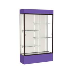 Waddell 3174pb-bz-pe Spirit 48 Inch W X 80 H 16 D Lighted Floor Case Plaque Back Dk. Bronze