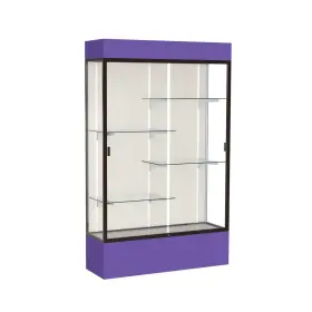 3174pb-bz-pe Waddell Spirit 48 Inch W X 80 H 16 D Lighted Floor Case Plaque Back Dk. Bronze