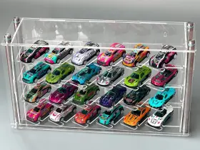 24diplay-011 Wanmeizi Acrylic 1/64 Model Car Display Case With 4 Tiers Tabletop Parking Garage Shel