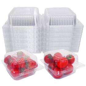 Waqiago 56xu016v07el04qfi7op 200 Pcs 5x5 Inch Plastic Clamshell Take Out Tray Disposable Sturdy Hinged Loa
