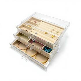 Weikimff Rbsn01 Clear Acrylic Jewelry Box With Drawers Transparent Storage C