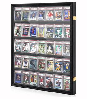 Weliday 35-vertical 35-card Graded Display Case Uv-protected Lockable Wall Frame
