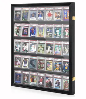 35-vertical Weliday 35-card Graded Display Case Uv-protected Lockable Wall Frame