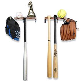 Westant Bbdh2406 Baseball Bat Wall Mount - 2-pack Wooden Display Case Softball Rack Holds 6 B