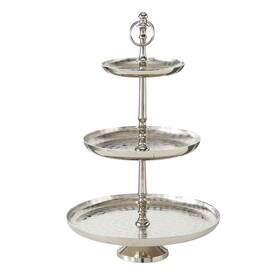 Whw Whole House Worlds 056388007342 Old World Grand Hotel 3 Tier Stand Decorative Polished Silver Aluminum Etch
