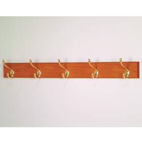 Wooden Mallet Hcr-5bmo 12-inch 2-peg Coat Rack Medium Oak Bright Brass Hooks