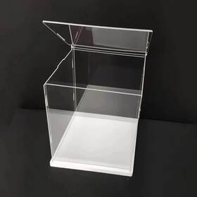 Xenia-na B0cpq7bqbd Clear Acrylic Display Case Unassembled With White Base And Upward Door 10x10x16